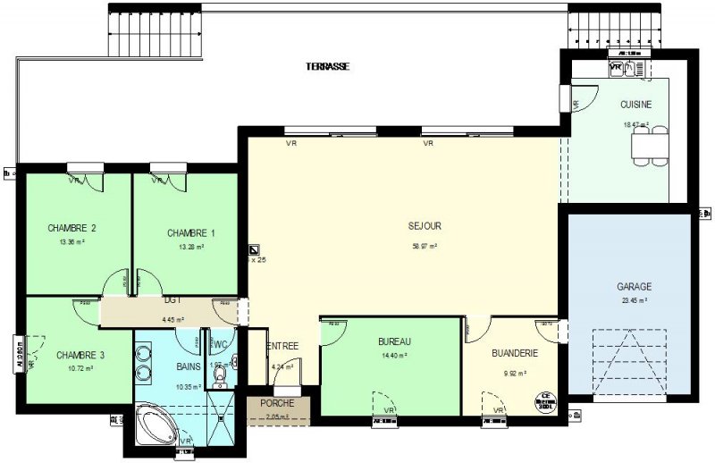 plan maison contemporaine plain pied