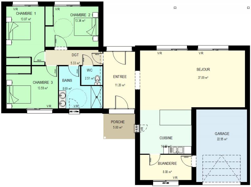 plan maison contemporaine t4